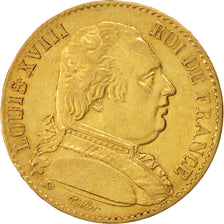 Coin, France, Louis XVIII, Louis XVIII, 20 Francs, 1815, Paris, AU(50-53), Gold