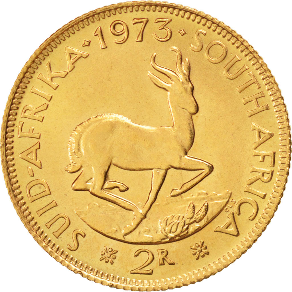 South Africa, 2 Rand, 1973, MS(60-62), Gold, KM:64