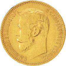 Munten, Rusland, Nicholas II, 5 Roubles, 1898, St. Petersburg, ZF, Goud, KM:62