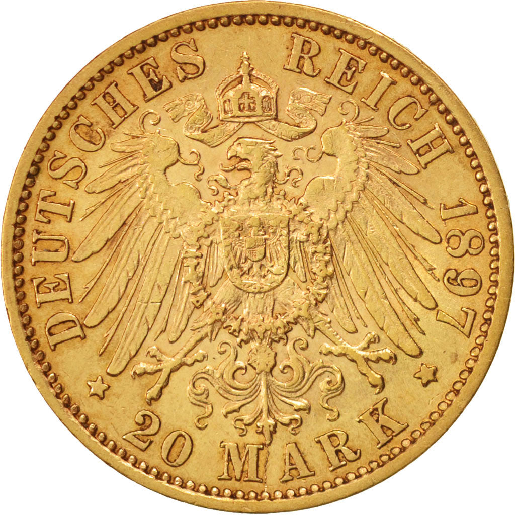 Etats allemands, Wilhelm II, 20 Mark, 1897, Freudenstadt, TTB+, KM 634