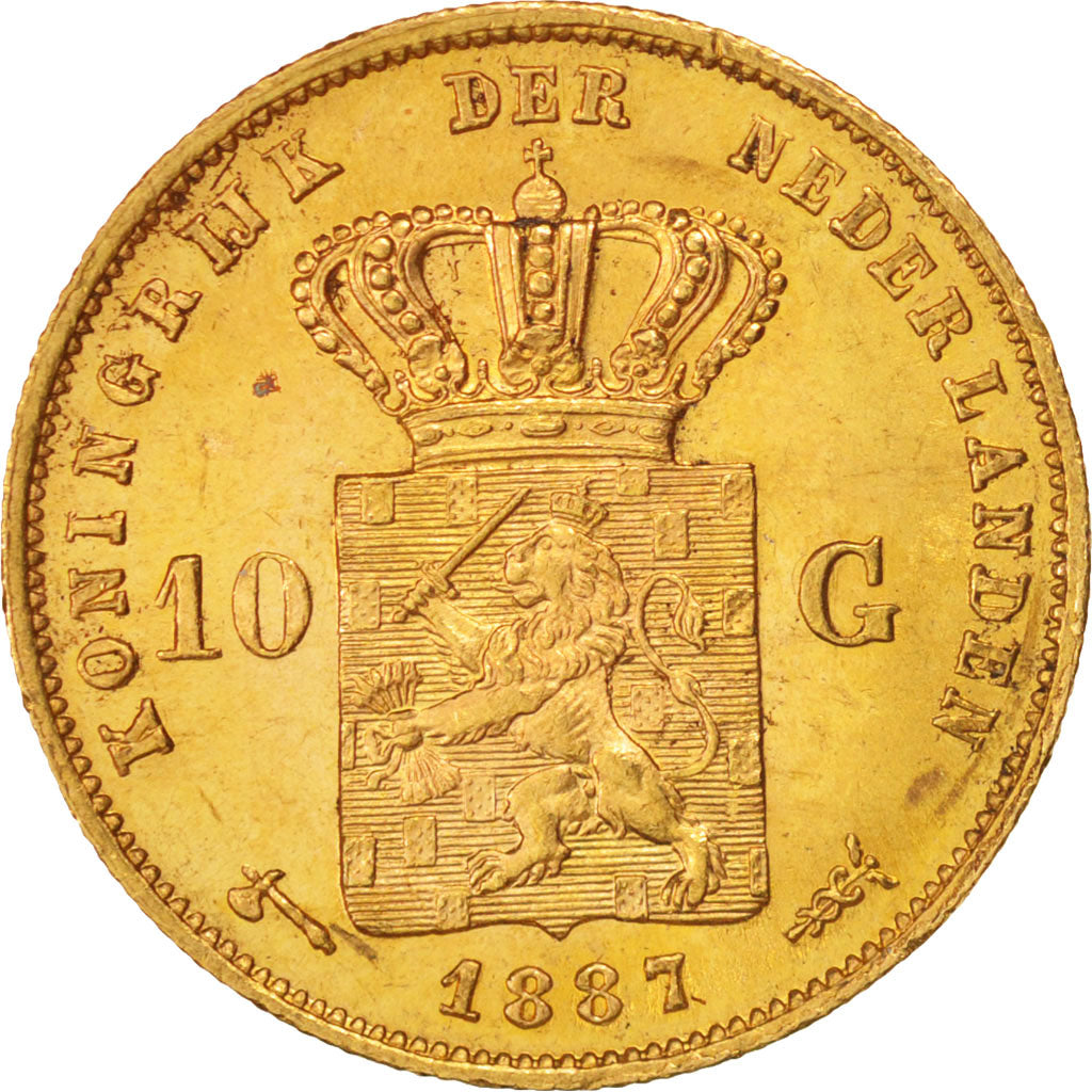 Monnaie, Pays-Bas, William III, 10 Gulden, 1887, SUP, Or, KM:106
