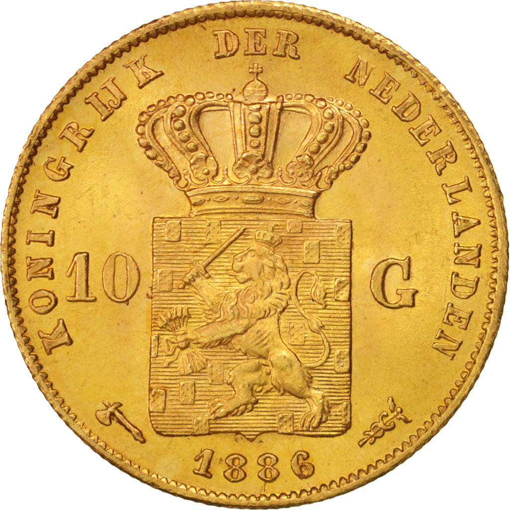 Monnaie, Pays-Bas, William III, 10 Gulden, 1886, SUP, Or, KM:106