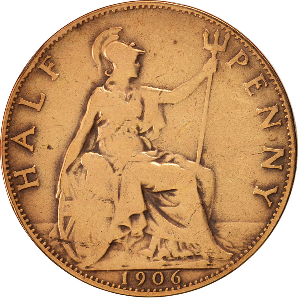 Coin, Great Britain, Edward VII, 1/2 Penny, 1906, VF(20-25), Bronze, KM:793.2