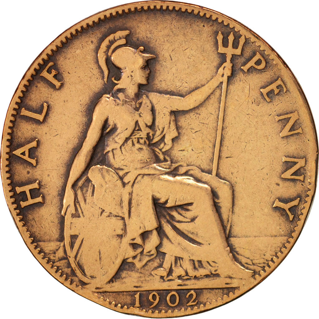 Coin, Great Britain, Edward VII, 1/2 Penny, 1902, VF(20-25), Bronze, KM:793.2