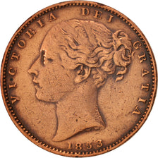 Great Britain, Victoria, Farthing, 1853, EF(40-45), Copper, KM:725