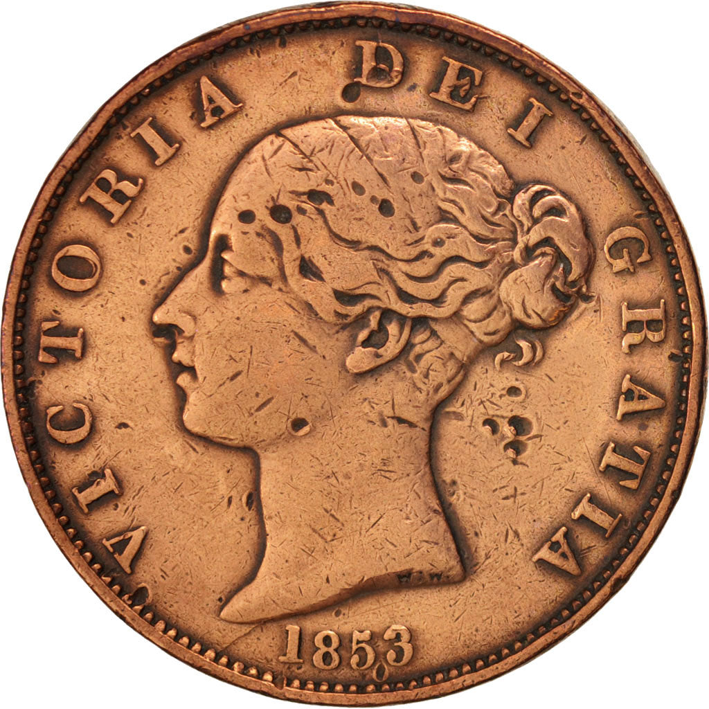 Great Britain, Victoria, 1/2 Penny, 1853, VF(30-35), Copper, KM:726