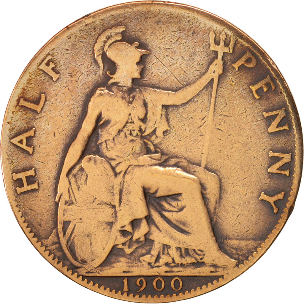Great Britain, Victoria, 1/2 Penny, 1900, VF(20-25), Bronze, KM:789