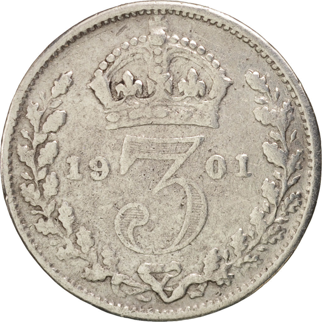 Great Britain, Victoria, 3 Pence, 1901, EF(40-45), Silver, KM:777