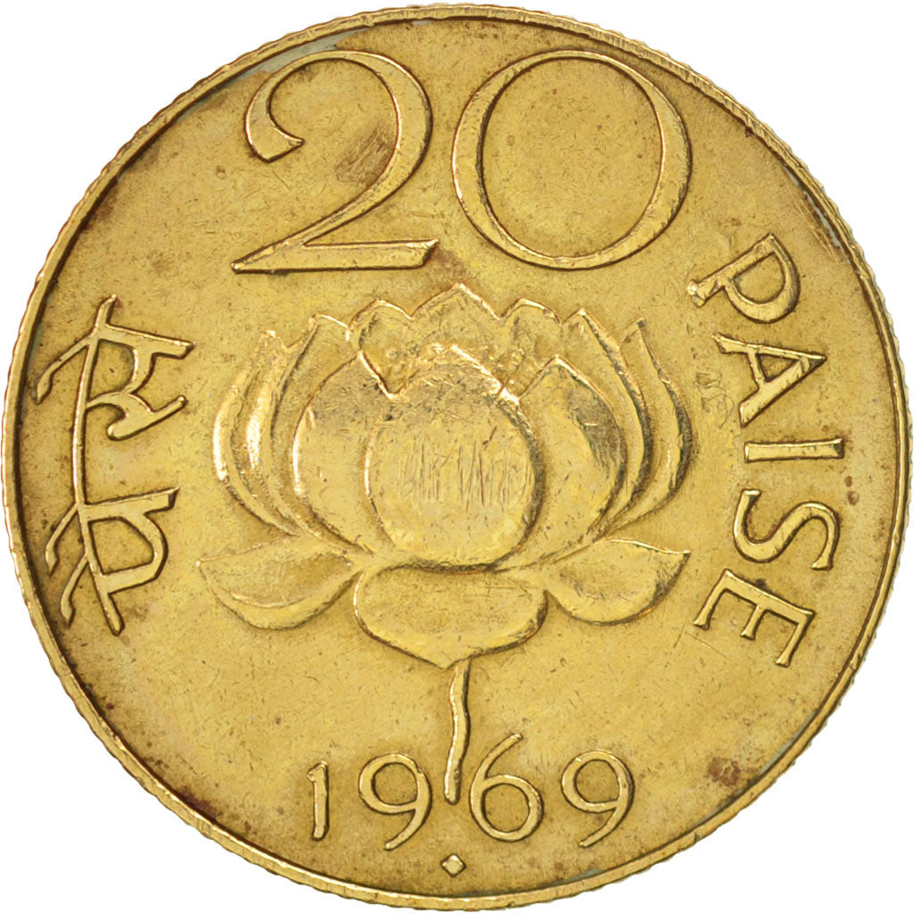 INDIA-REPUBLIC, 20 Paise, 1968, TTB+, Nickel-brass, KM:41