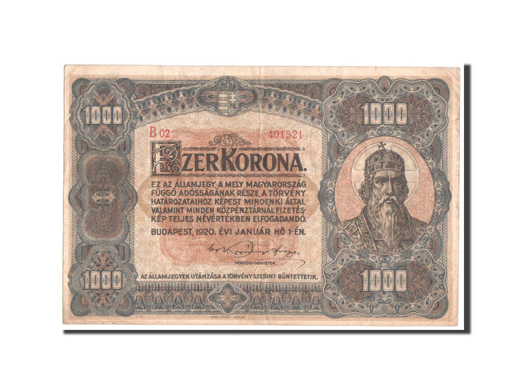 Banconote, Ungheria, 1000 Korona, 1920, BB
