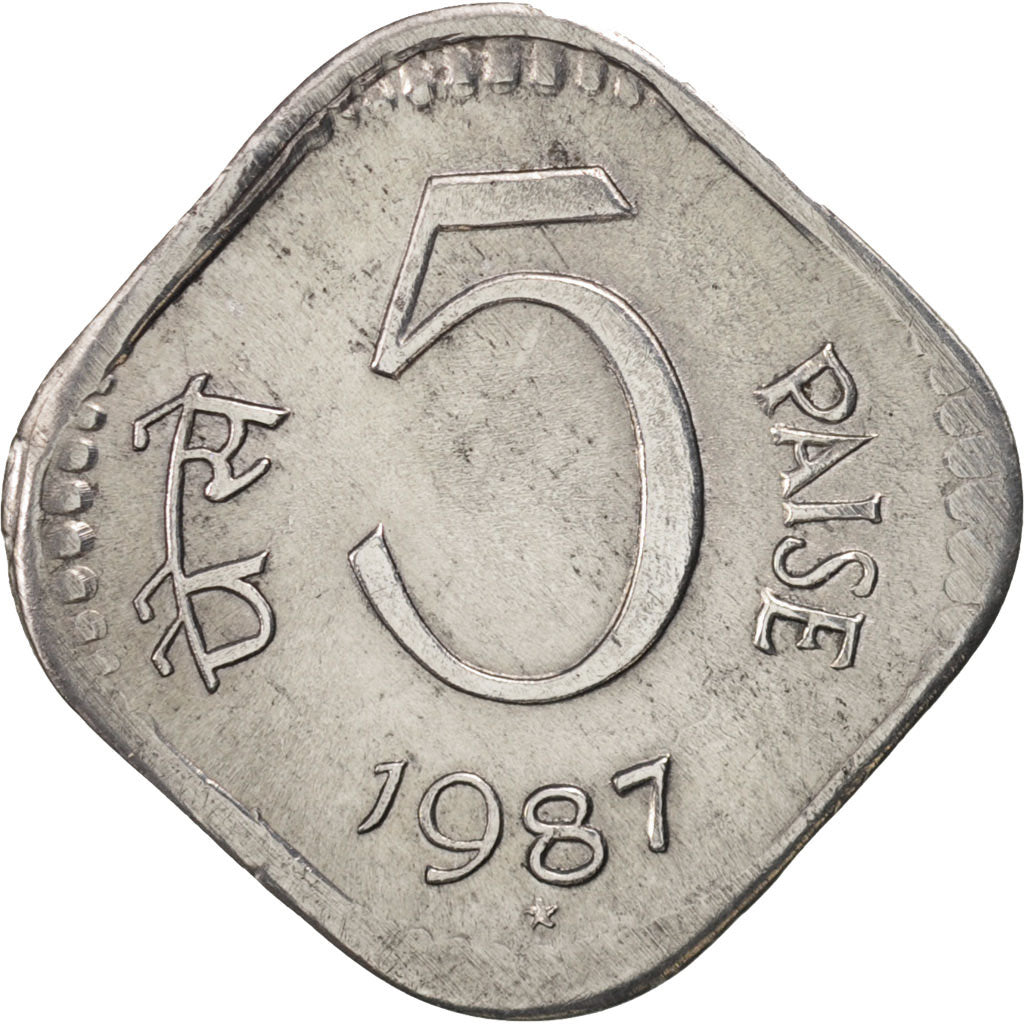 Coin, INDIA-REPUBLIC, 5 Paise, 1987, AU(50-53), Aluminum, KM:23a