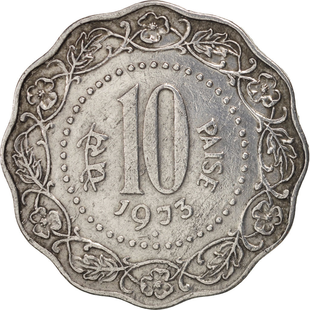 Moneta, REPUBBLICA DELL’INDIA, 10 Paise, 1973, BB, Alluminio, KM:27.1