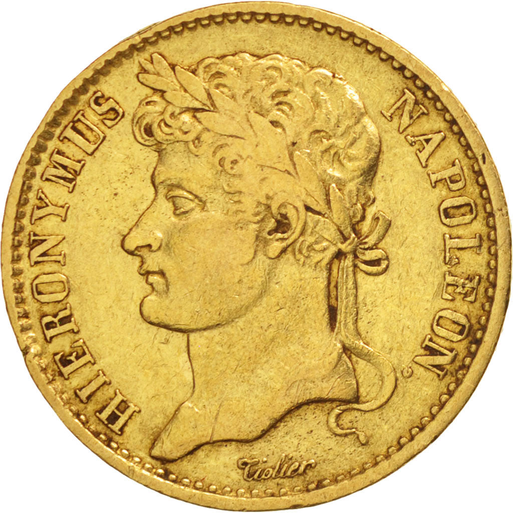 German States,WESTPHALIA,Jerome,20 Franken,1809,Cassel,EF(40-45),KM 102
