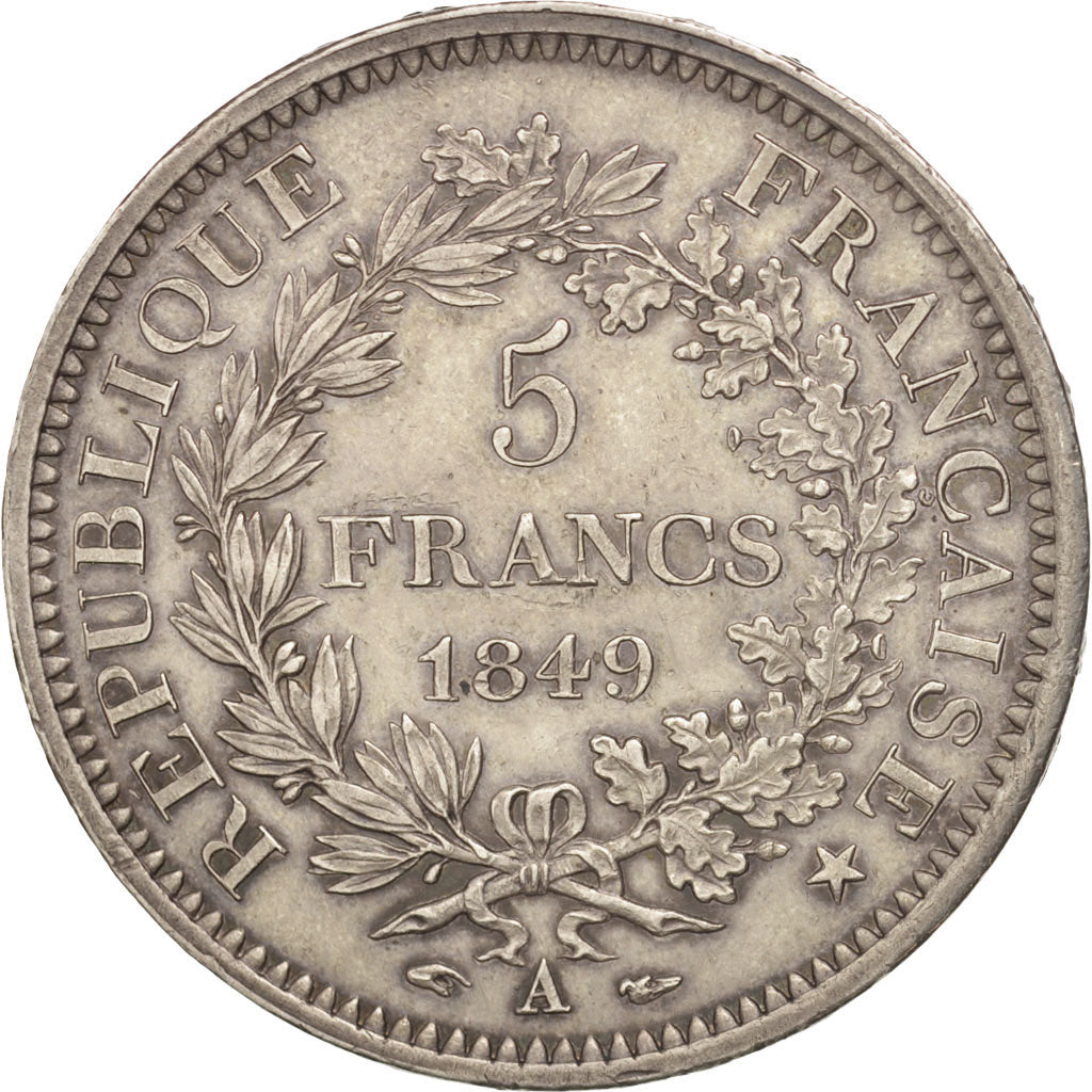 France, Hercule, 5 Francs, 1849, Paris, MS(60-62), Silver, KM:756.1