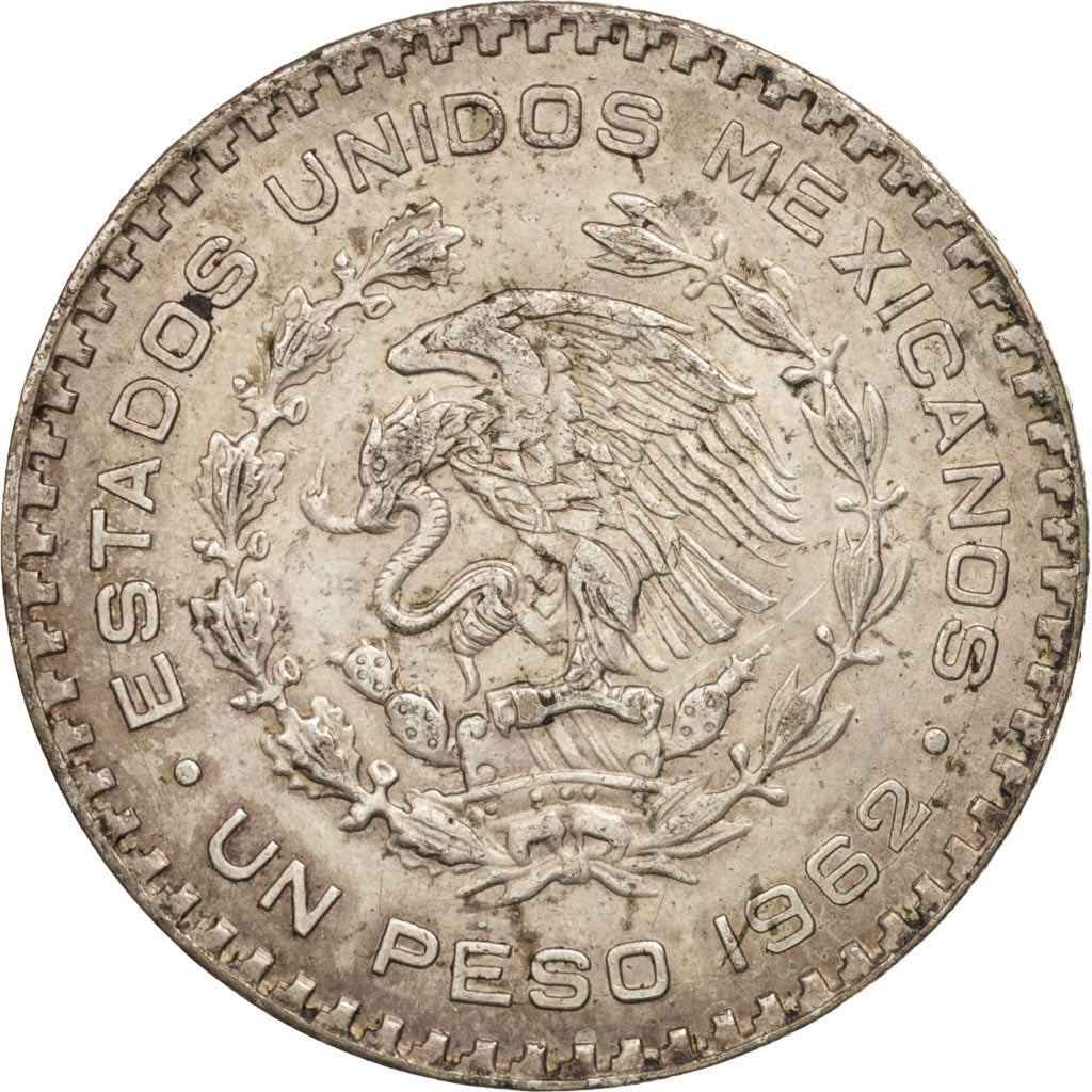 Mexico, Peso, 1962, Mexico City, AU(55-58), Silver, KM:459