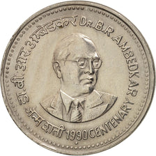 INDIA-REPUBLIC, Rupee, 1990, Bombay, AU(55-58), Copper-nickel, KM:85