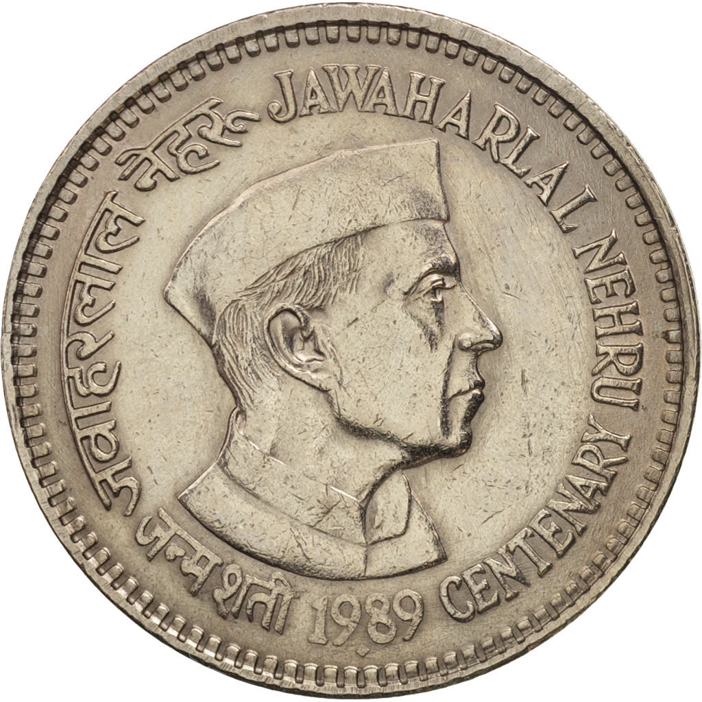 INDIA-REPUBLIC, 5 Rupees, 1989, Bombay, AU(50-53), Copper-nickel, KM:151