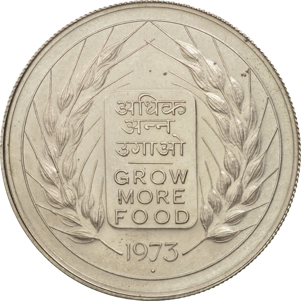 INDIA-REPUBLIC, 10 Rupees, 1973, Mumbai, Bombay, AU(55-58), Silver, KM:188