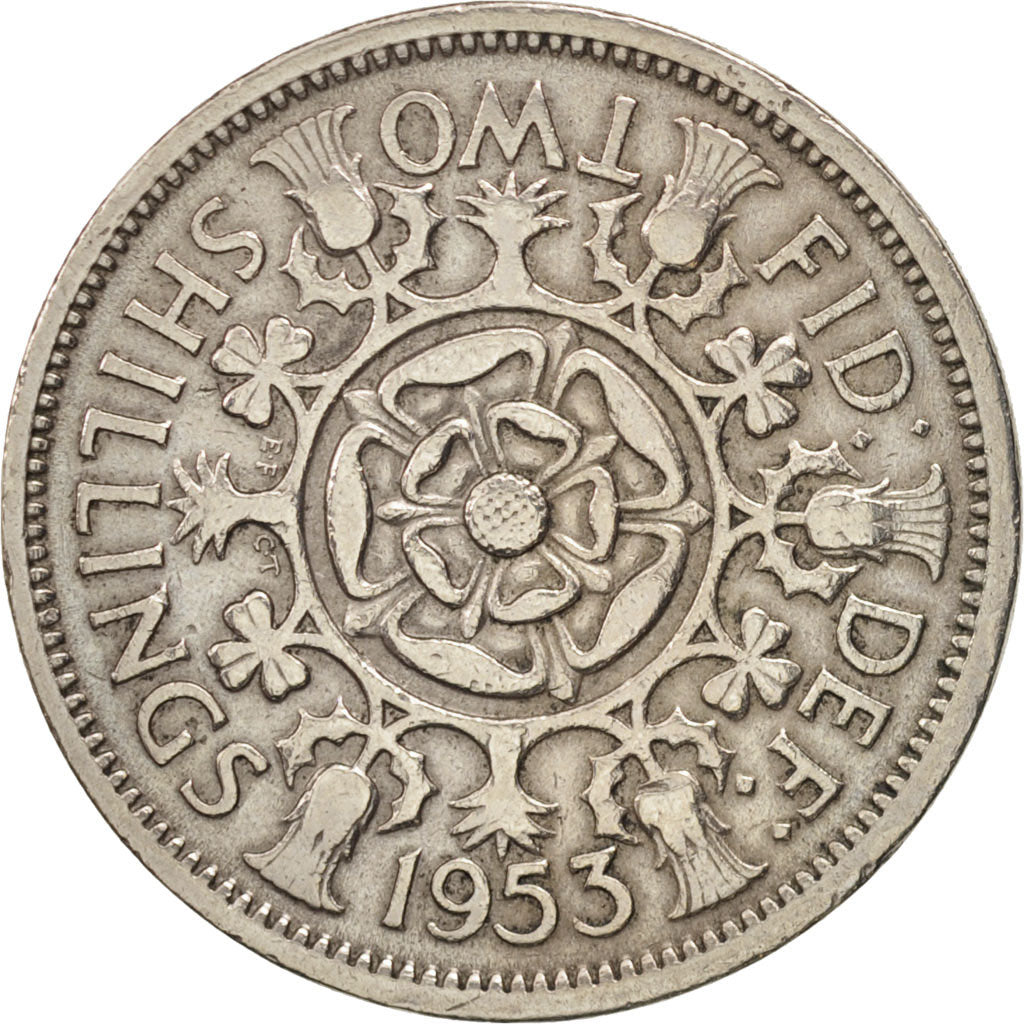 Coin, Great Britain, Elizabeth II, Florin, Two Shillings, 1953, VF(30-35)