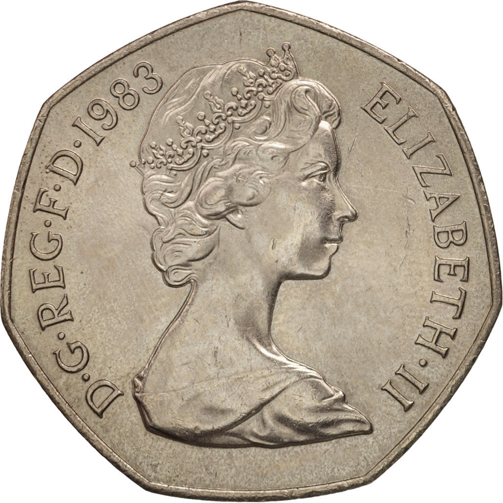 Great Britain, Elizabeth II, 50 Pence, 1983, AU(50-53), Copper-nickel, KM:932