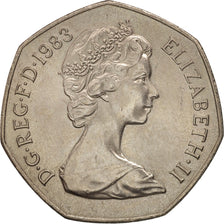 Great Britain, Elizabeth II, 50 Pence, 1983, AU(50-53), Copper-nickel, KM:932