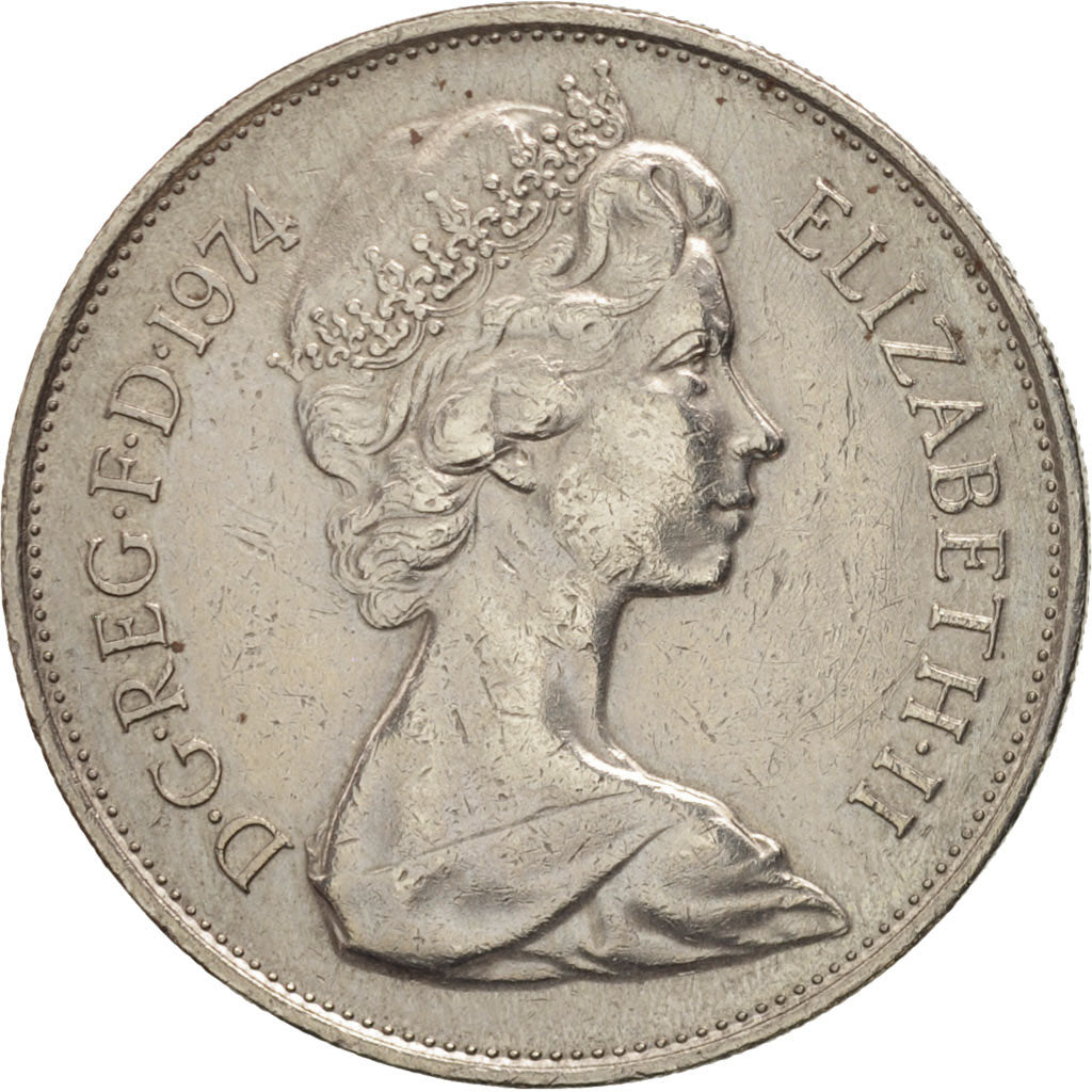Coin, Great Britain, Elizabeth II, 10 New Pence, 1974, AU(50-53), Copper-nickel