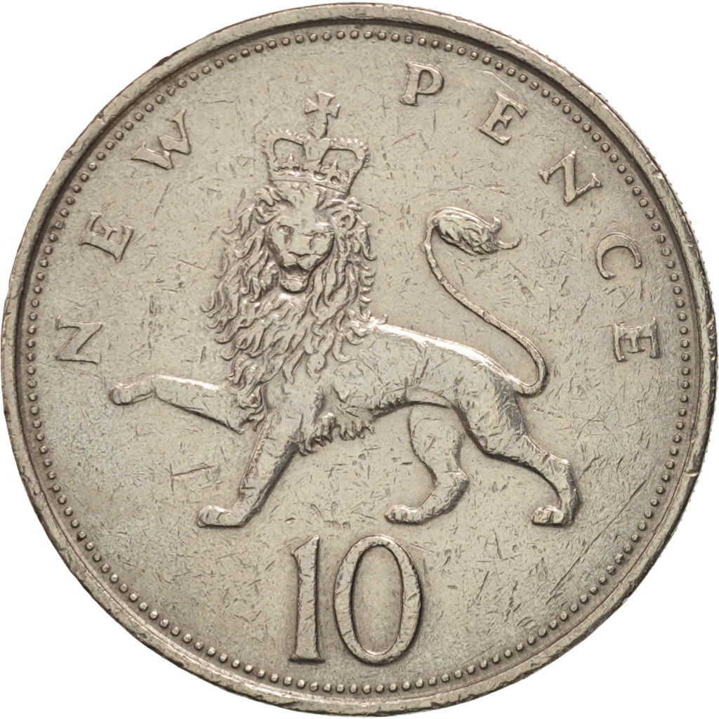 Coin, Great Britain, Elizabeth II, 10 New Pence, 1973, EF(40-45), Copper-nickel