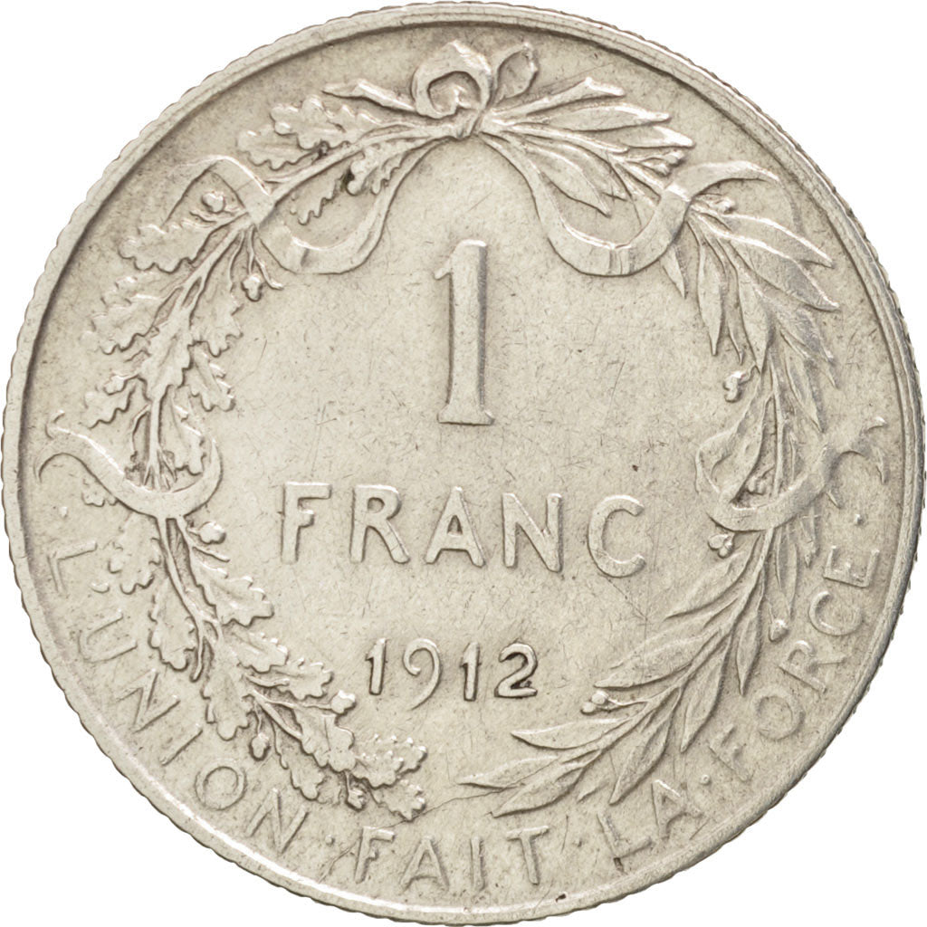 Belgium, Franc, 1912, AU(50-53), Silver, KM:72