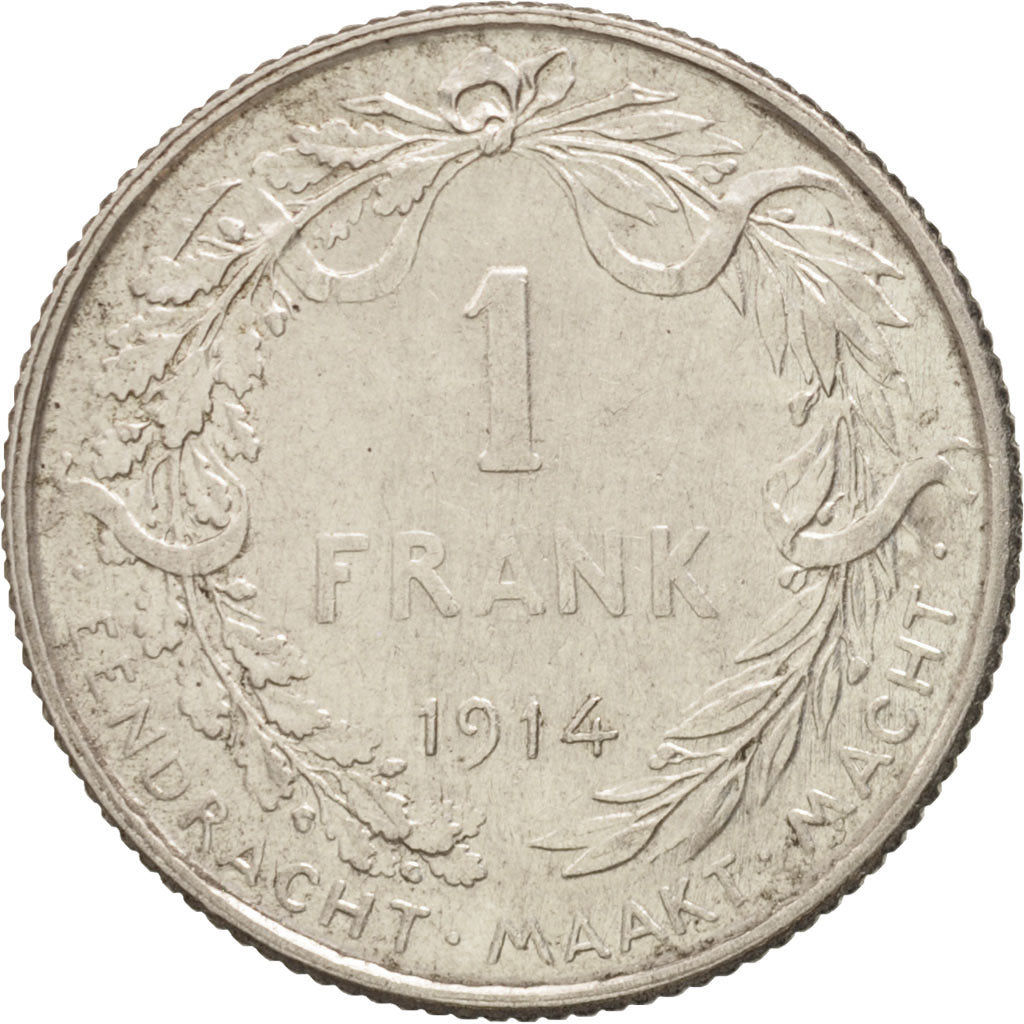 Belgium, Franc, 1914, AU(50-53), Silver, KM:73.1