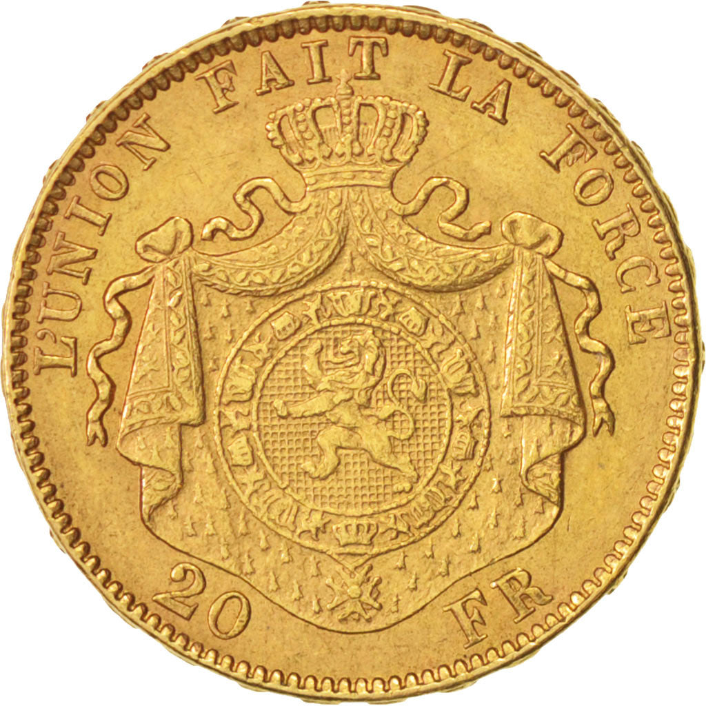 Coin, Belgium, Leopold II, 20 Francs, 20 Frank, 1878, AU(50-53), Gold, KM:37