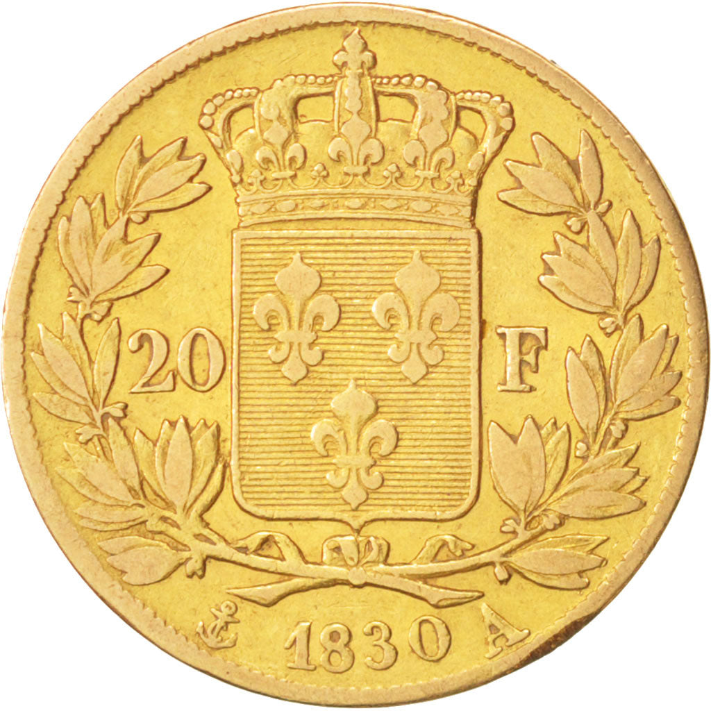 France, Charles X, 20 Francs, 1830, Paris, VF(30-35), Gold, KM:726.1