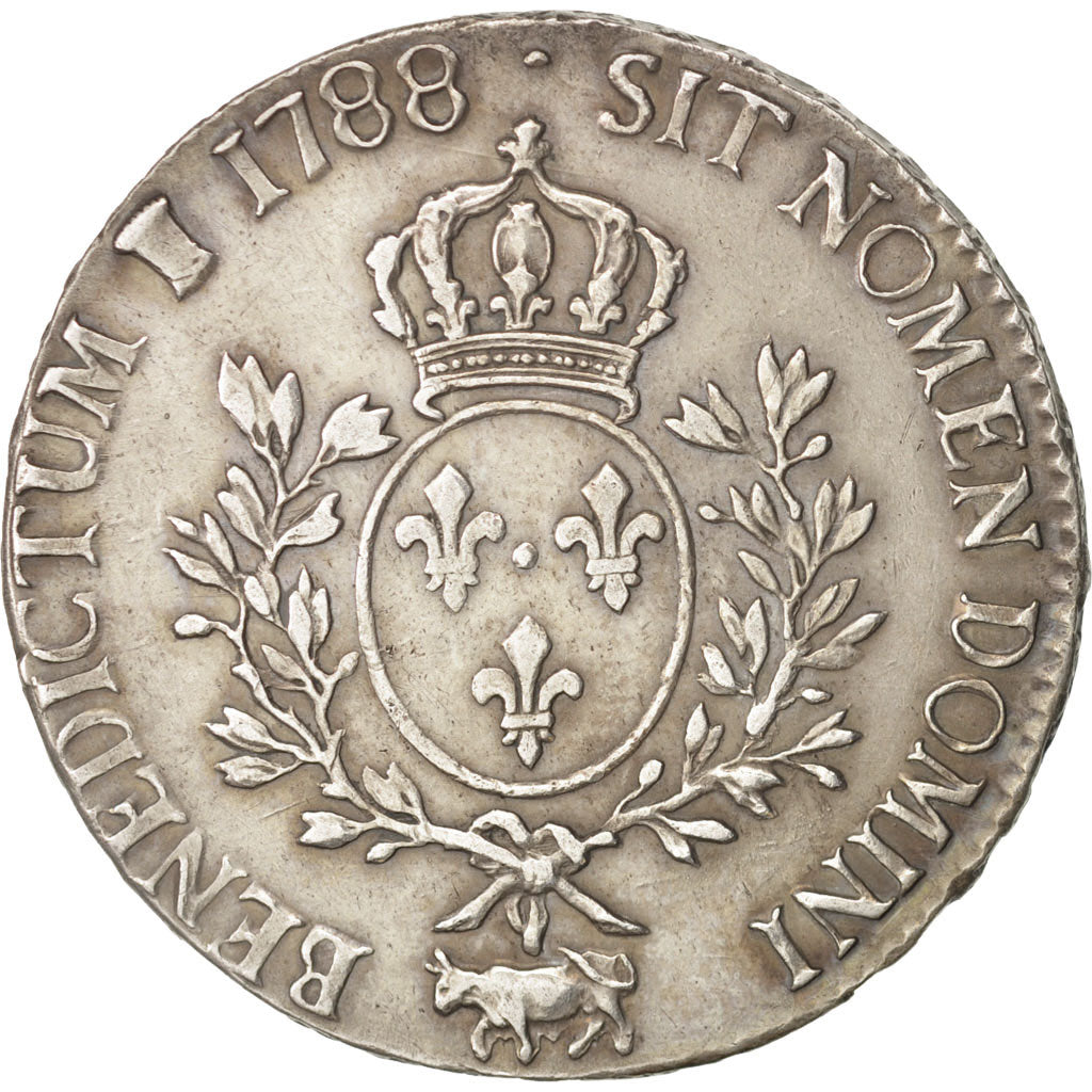 Francia,Louis XVI, Écu de Béarn aux branches d'olivier, 1788, Pau, MBC,KM 572