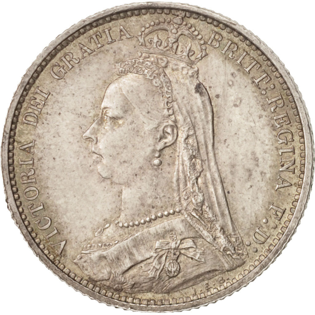 Great Britain, Victoria, 6 Pence, 1888, AU(55-58), Silver, KM:760