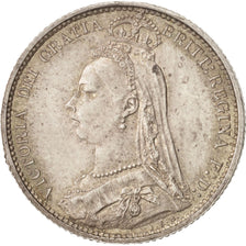 Great Britain, Victoria, 6 Pence, 1888, AU(55-58), Silver, KM:760
