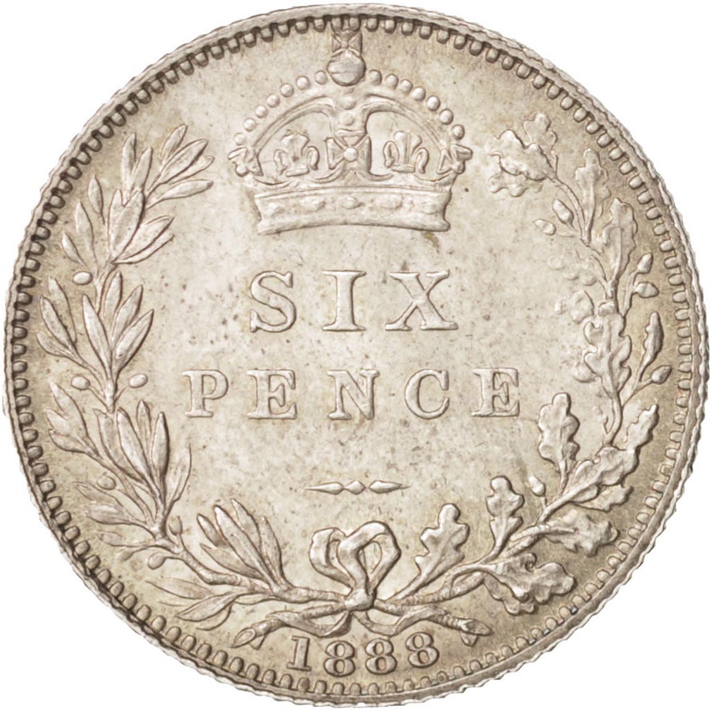 Great Britain, Victoria, 6 Pence, 1888, AU(55-58), Silver, KM:760