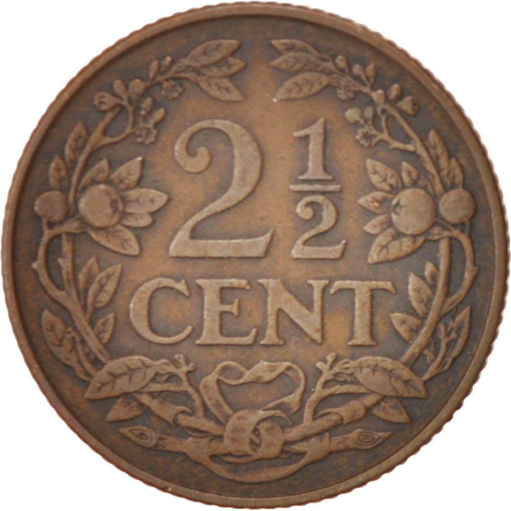 Netherlands, Wilhelmina I, 2-1/2 Cent, 1929, EF(40-45), Bronze, KM:150