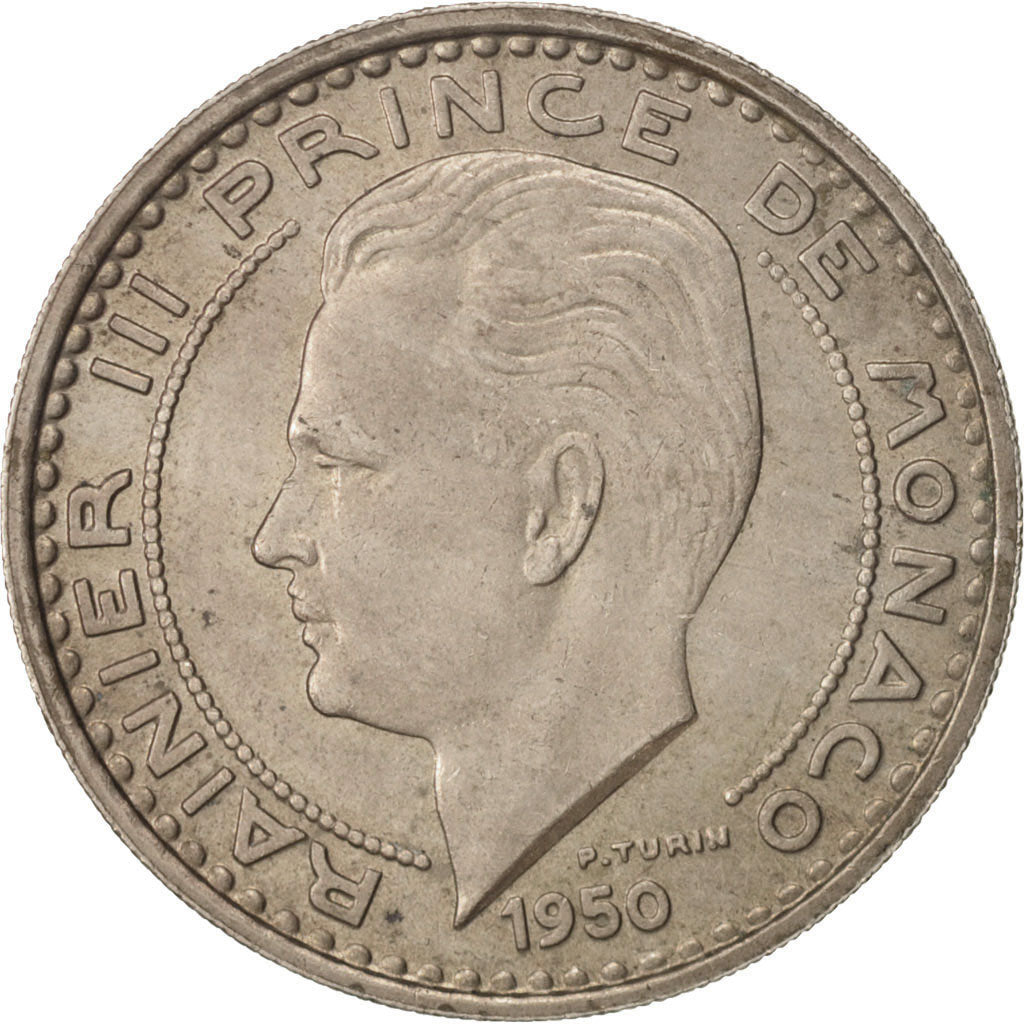 Monaco, Rainier III, 100 Francs, Cent, 1950, AU(55-58), Copper-nickel, KM:133