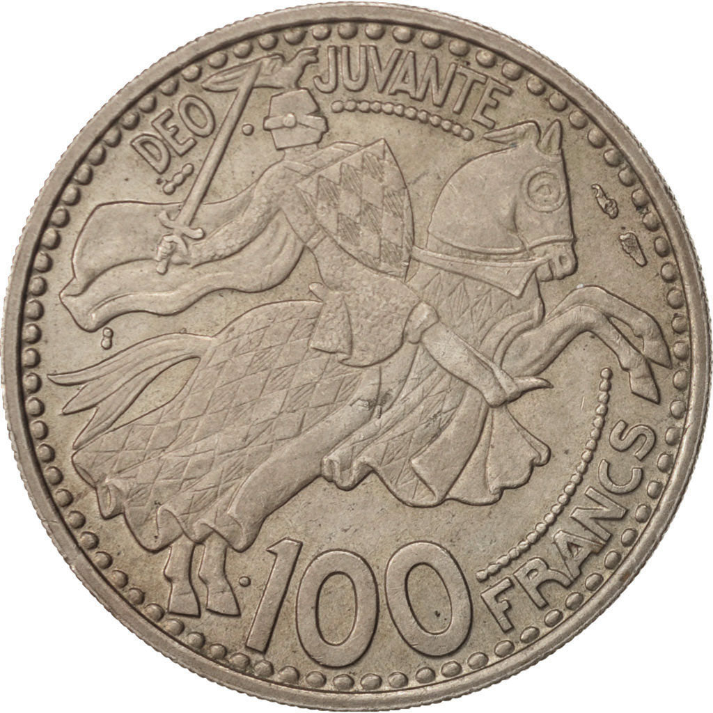 Monaco, Rainier III, 100 Francs, Cent, 1950, AU(55-58), Copper-nickel, KM:133