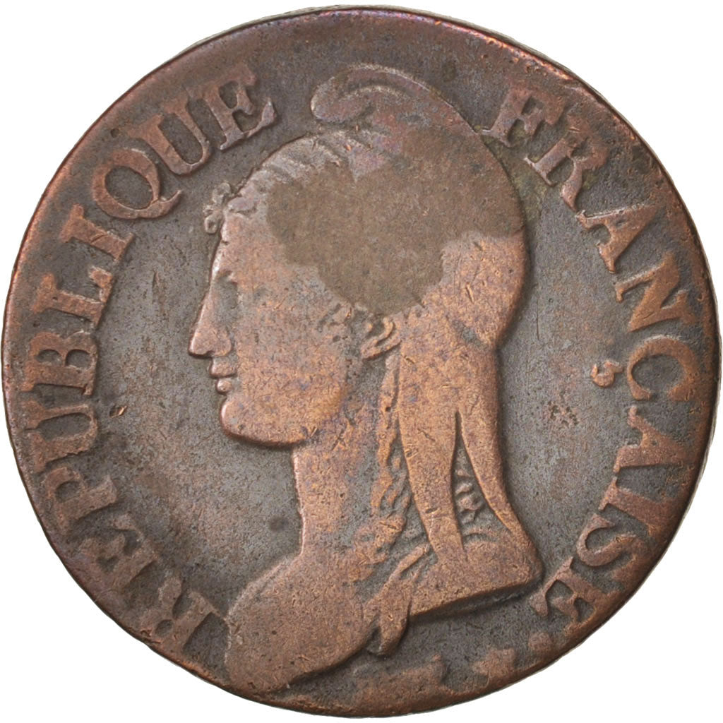 France, Dupré, 5 Centimes, 1797, Paris, VF(30-35), Bronze, KM:640.1