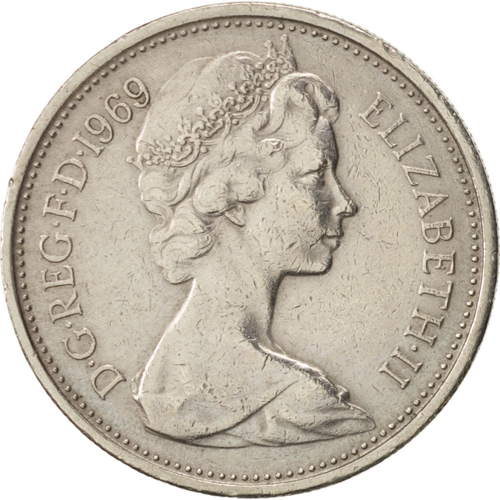 Münze, Großbritannien, Elizabeth II, 5 New Pence, 1969, SS+, Copper-nickel