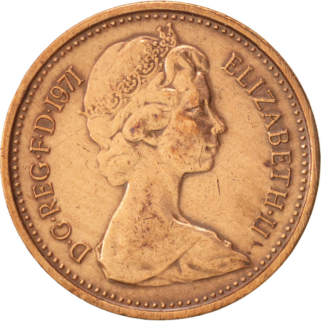 Moneta, Wielka Brytania, Elizabeth II, 1/2 New Penny, 1971, AU(50-53), Bronze
