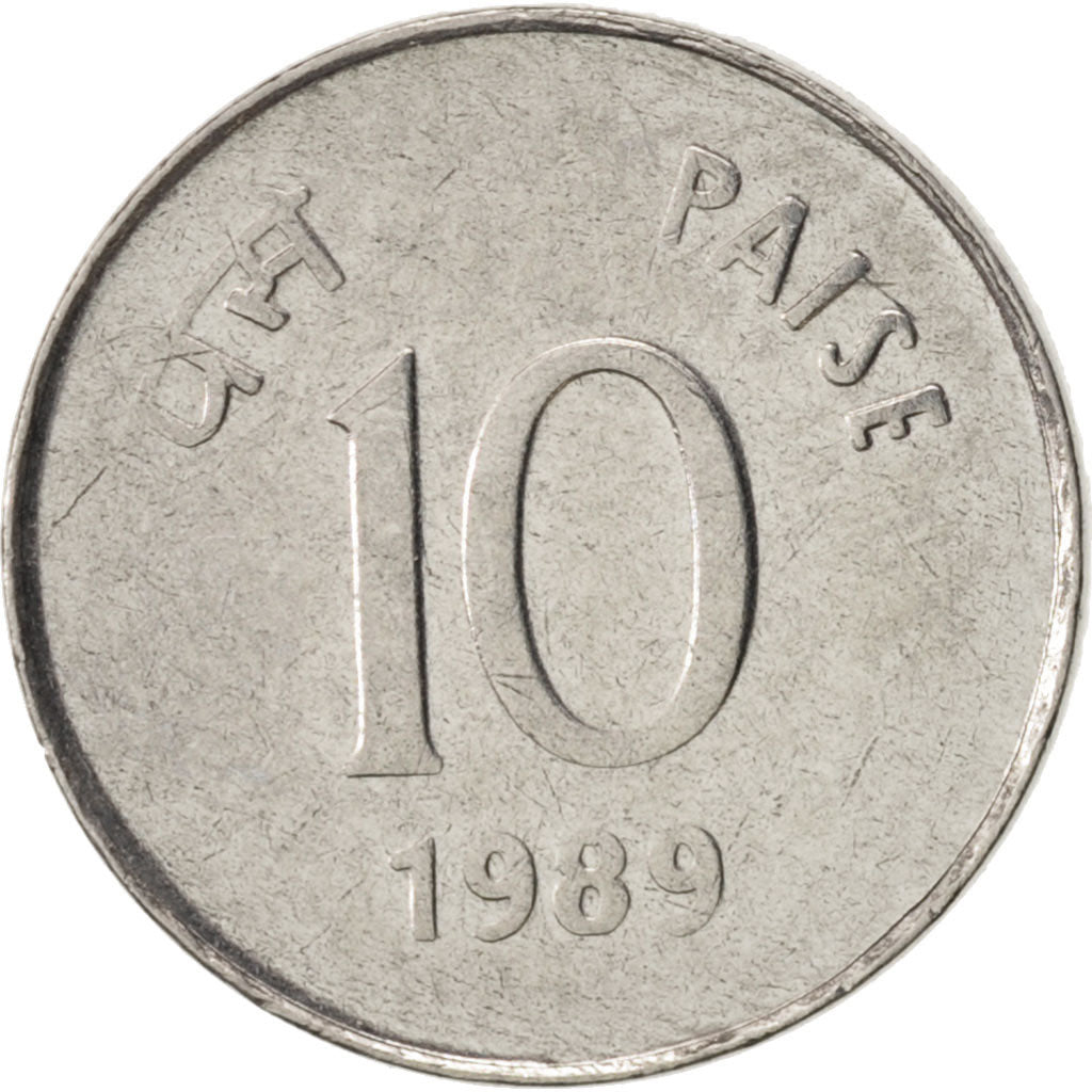 Moneta, REPUBBLICA DELL’INDIA, 10 Paise, 1989, BB+, Acciaio inossidabile