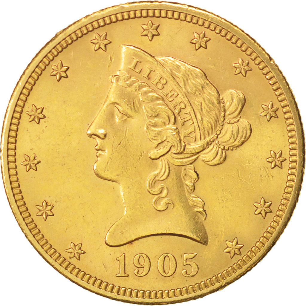 Stati Uniti, Coronet Head, $10, Eagle, 1905, U.S.Philadelphia, BB+, Oro,KM 102