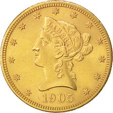 Stati Uniti, Coronet Head, $10, Eagle, 1905, U.S.Philadelphia, BB+, Oro,KM 102