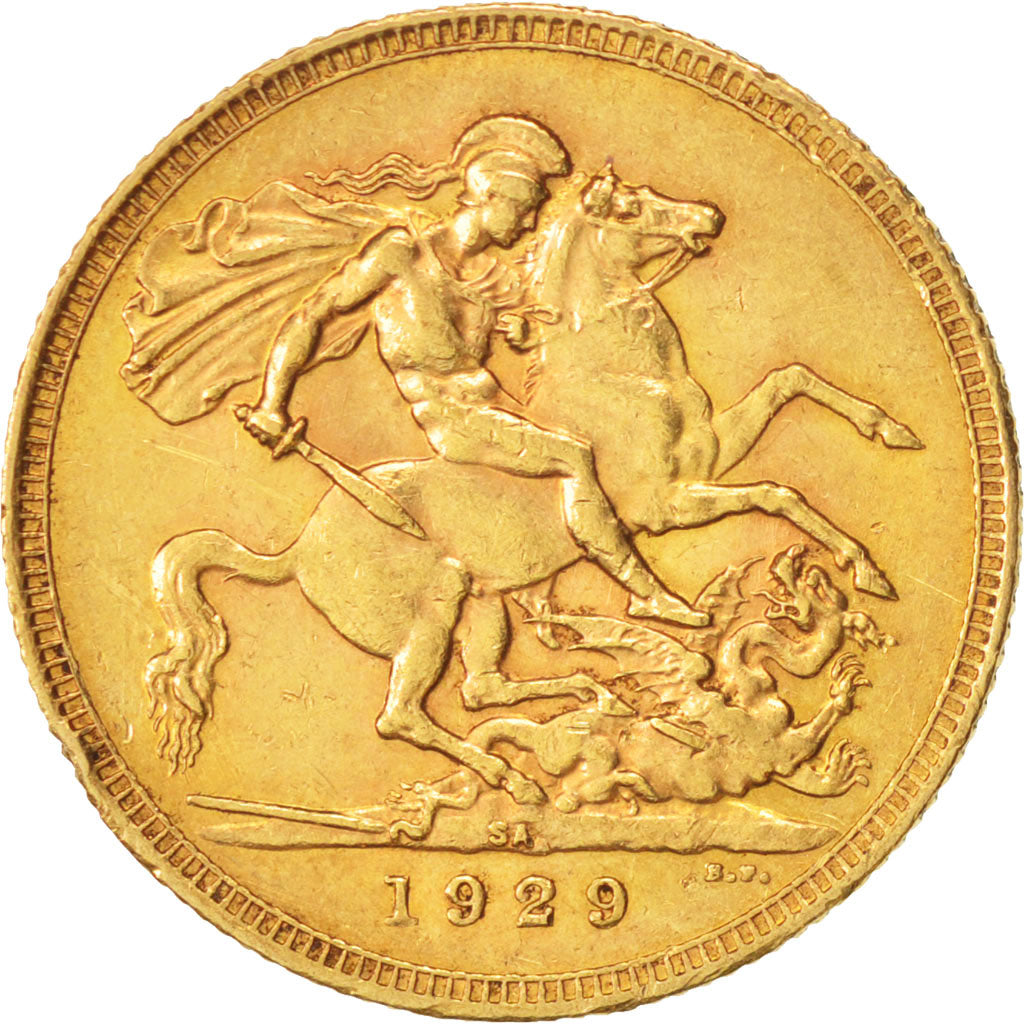 South Africa, George V, Sovereign, 1929, AU(50-53), Gold, KM:A22