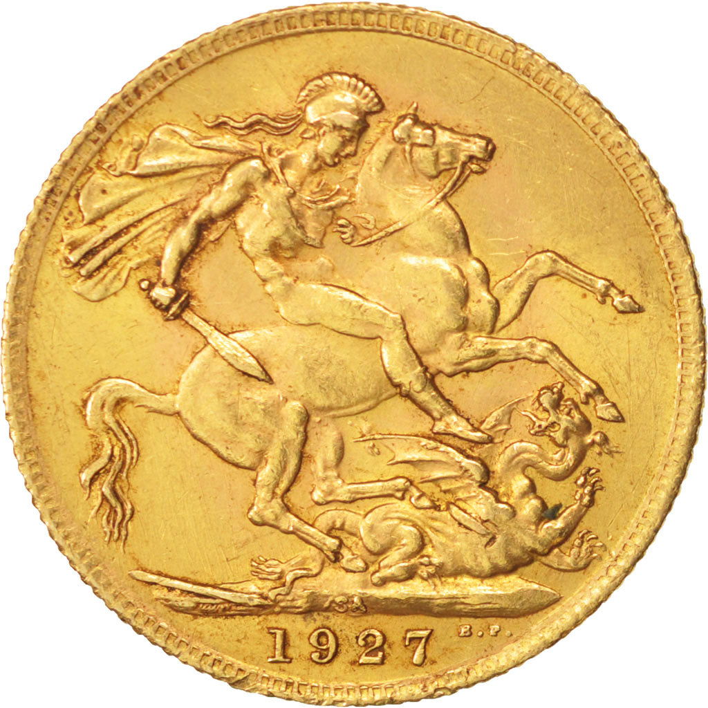 South Africa, George V, Sovereign, 1927, AU(50-53), Gold, KM:21