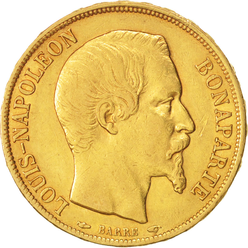 Moneta, Francia, Napoleon III, Napoléon III, 20 Francs, 1852, Paris, BB+, Oro