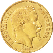 France, Napoleon III, 20 Francs, 1869, Strasbourg, TTB+, Or, KM 801.2,Gad 1062