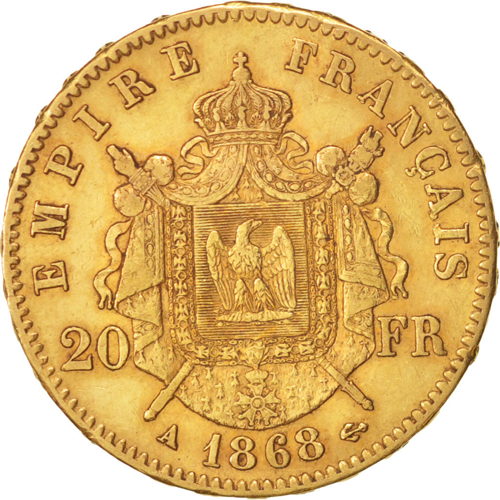 Coin, France, Napoleon III, Napoléon III, 20 Francs, 1868, Paris, EF(40-45)