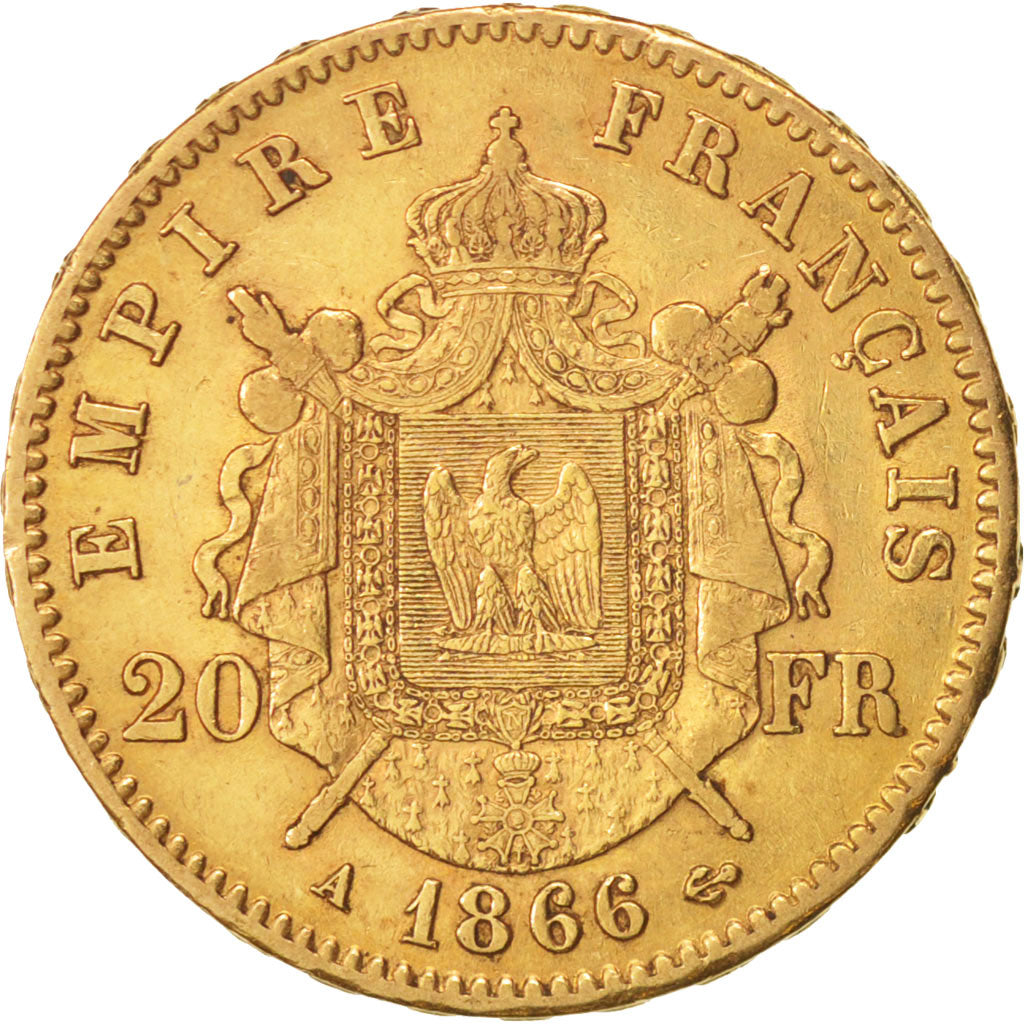 Munten, Frankrijk, Napoleon III, Napoléon III, 20 Francs, 1866, Paris, ZF+